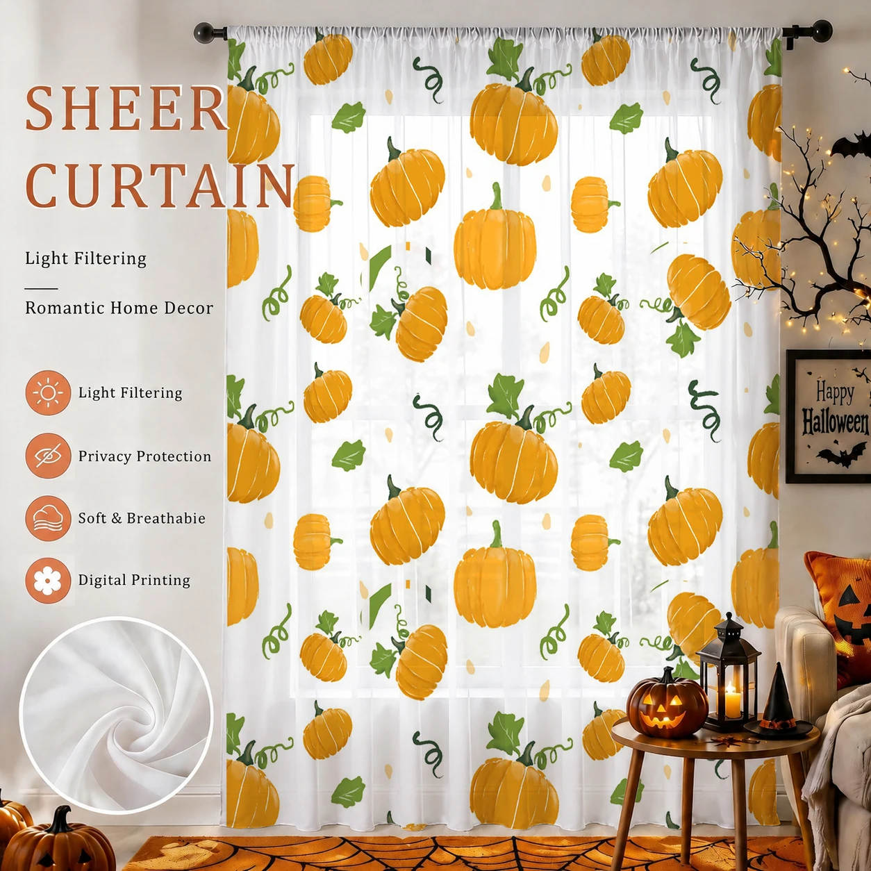 Home Office With Plants - Przezroczysta zasłona na Halloween z tunelem