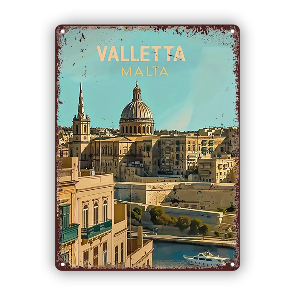 Home Office Icon - Valletta Malta Krajobraz Miejski Vintage Metalowy